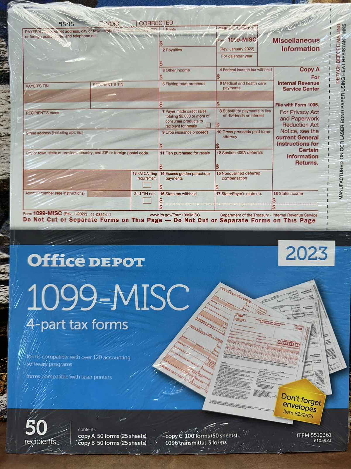 1099 Misc Forms 2023, 4 Part Tax Forms, 50 Laser Forms Office Depot New sealed