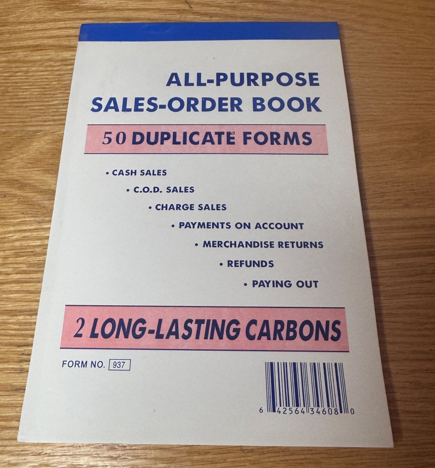 All Purpose Sales-Order Book 50 Duplicate Forms 2 Long Lasting Carbons Form 937