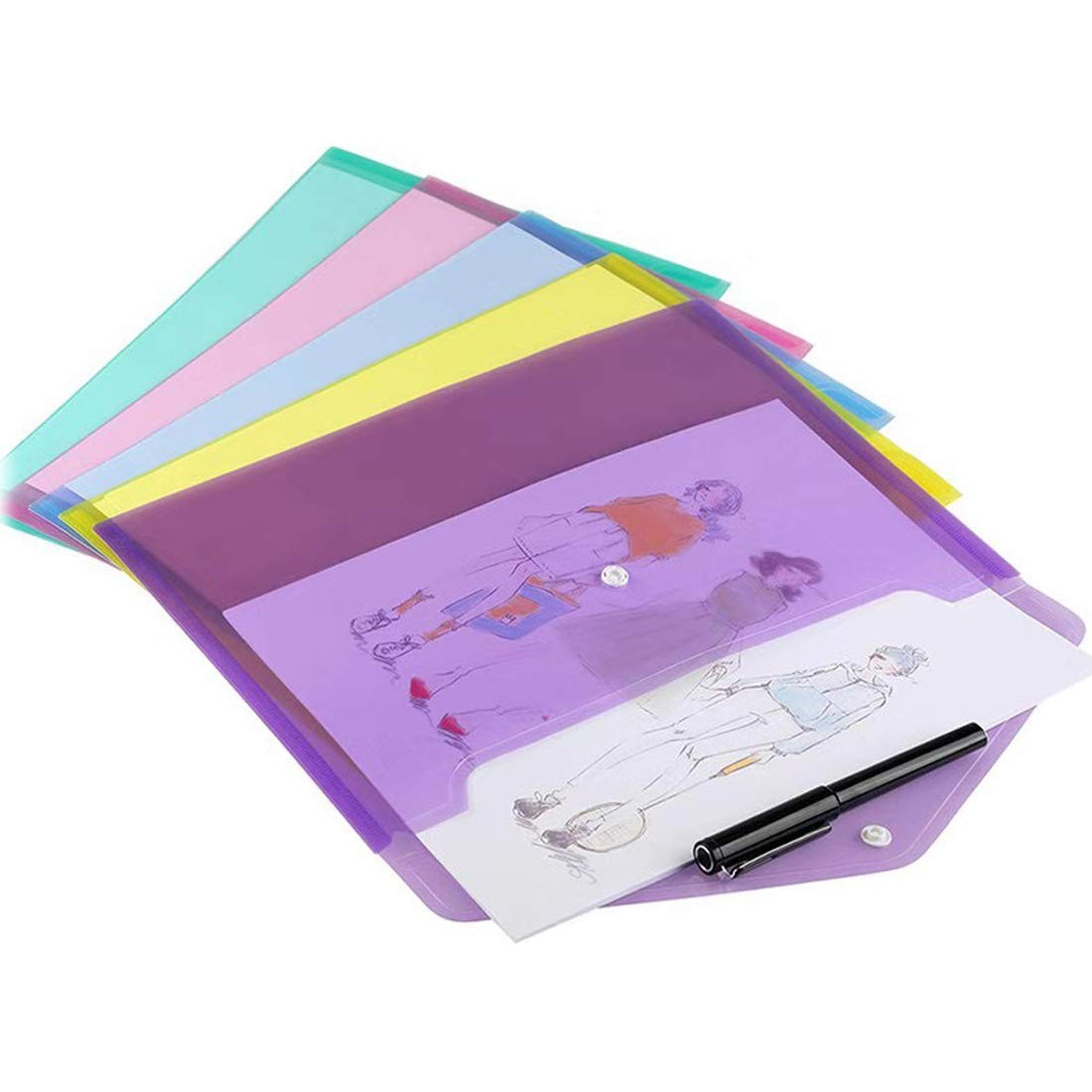 Wiekyze Poly Envelope 12 Pcs Document Envelopes with Snap Button Quality Red