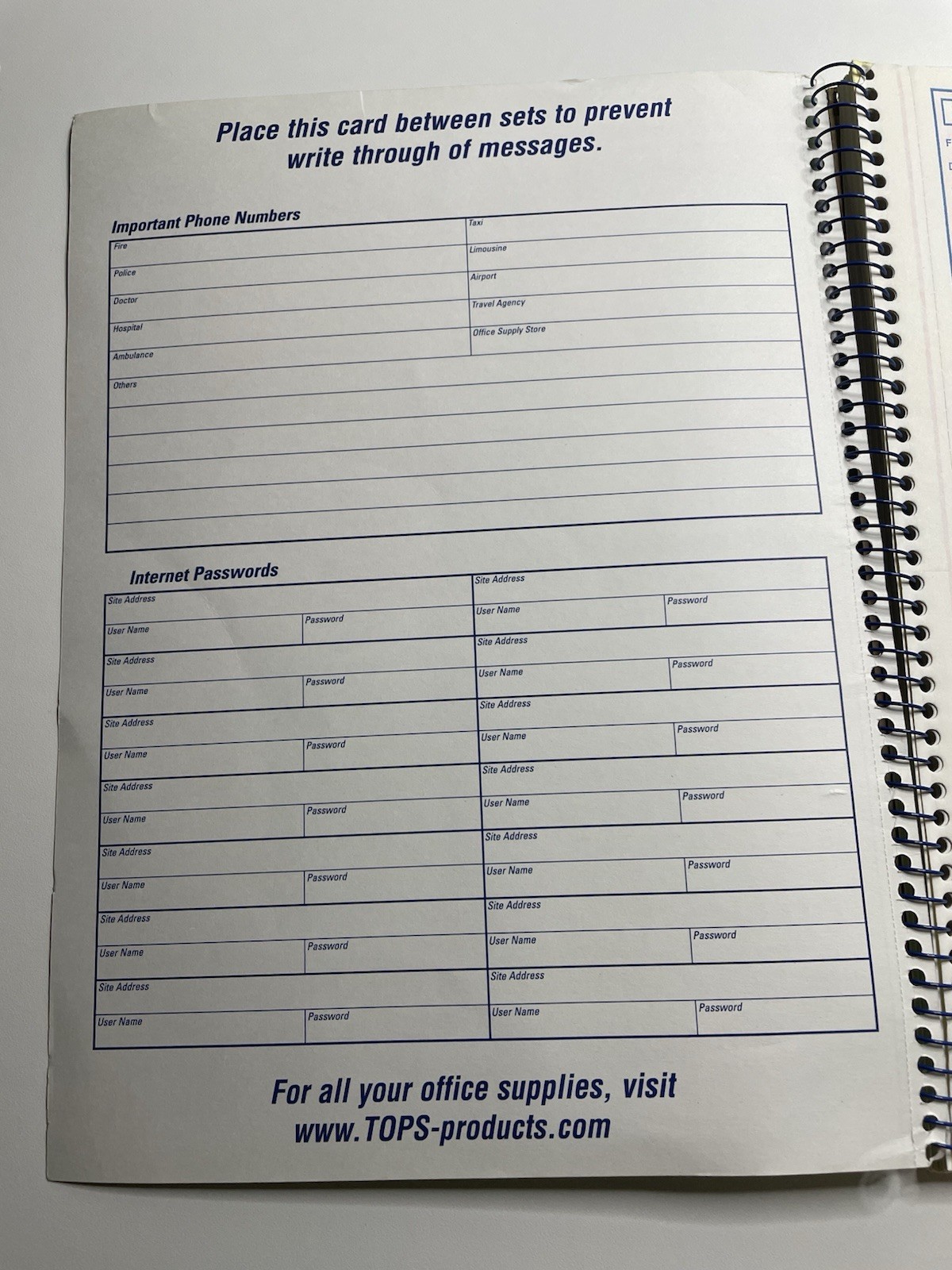 Adams Important Message Book 2 part carbonless SC1184D 8 1/4″ X 11″ 2019 Tops