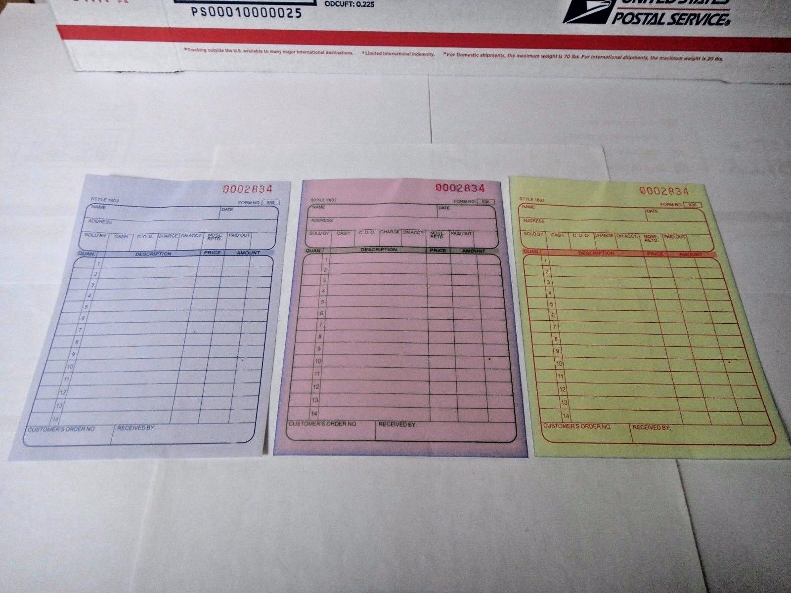 12X-3 Part Sales Order Books Receipt Triplicate forms 30 sets Invoice US Seller