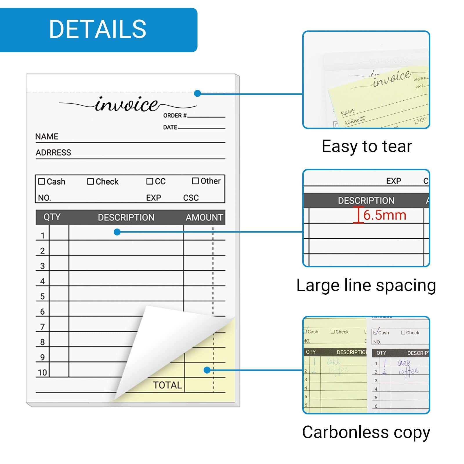 12 Pack Invoice Books for Small Business, 3.5 x 5.5 Inch 2 Part Carbonless Re…