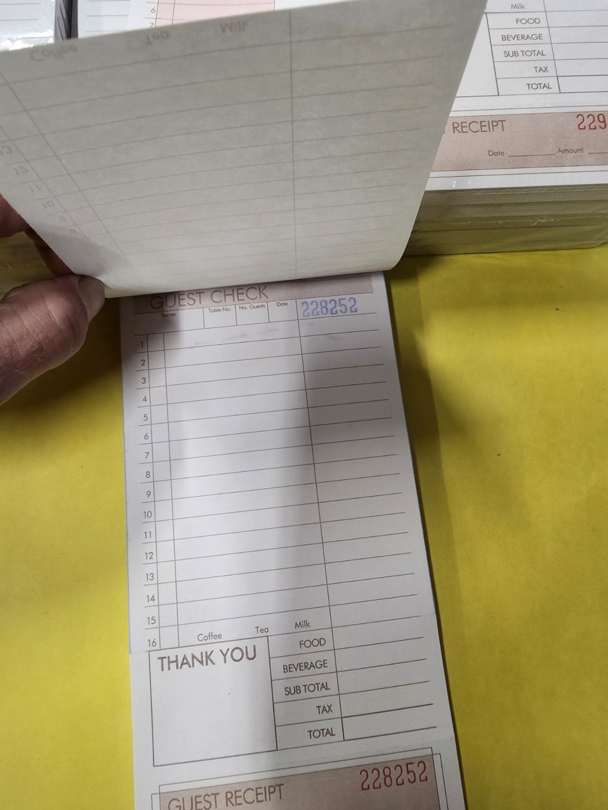 Guest Check Receipt Books 2-Part 50 set per book-40 Books- 2000 Total