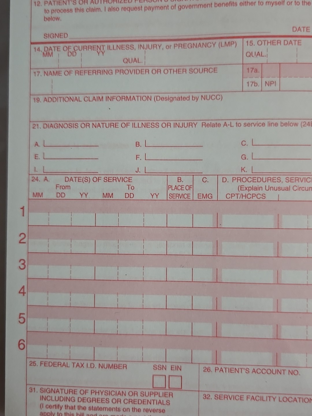 CMS 1500 HCFA Health Insurance Claim Forms (Version 02/12) 500 Forms SEALED NEW
