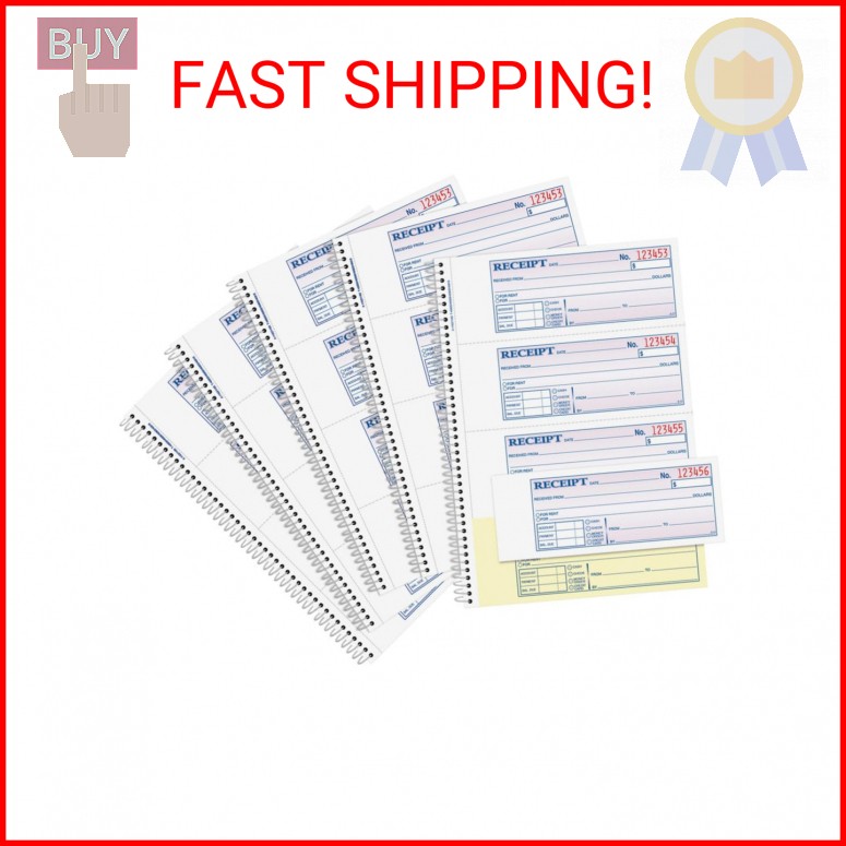 Adams SC1182PK Money Receipt Book,Spiral,2-Part,7-5/8-Inch x11-Inch,1000/PK,WE/C