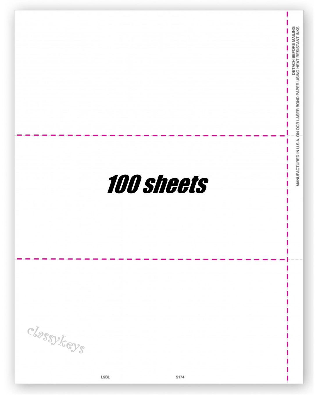 2023 Blank Tax Forms:: for 3-up W2/1098/1099 NO backer 100 sheets #TF5174 – L9BL