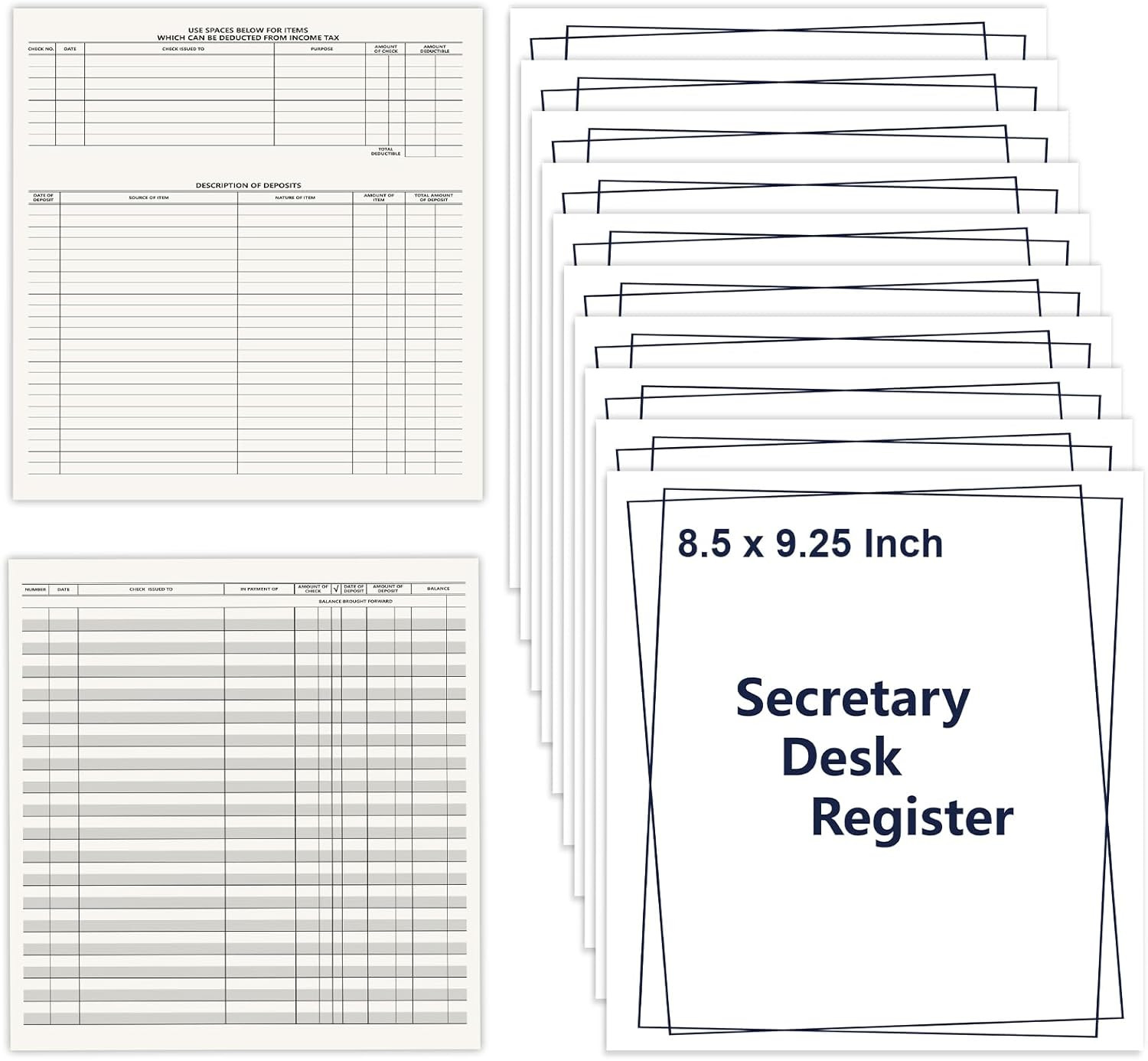10 Pack Check Desk Registers 8.5 x 9.25 Inch Large Checkbook Register Secretary