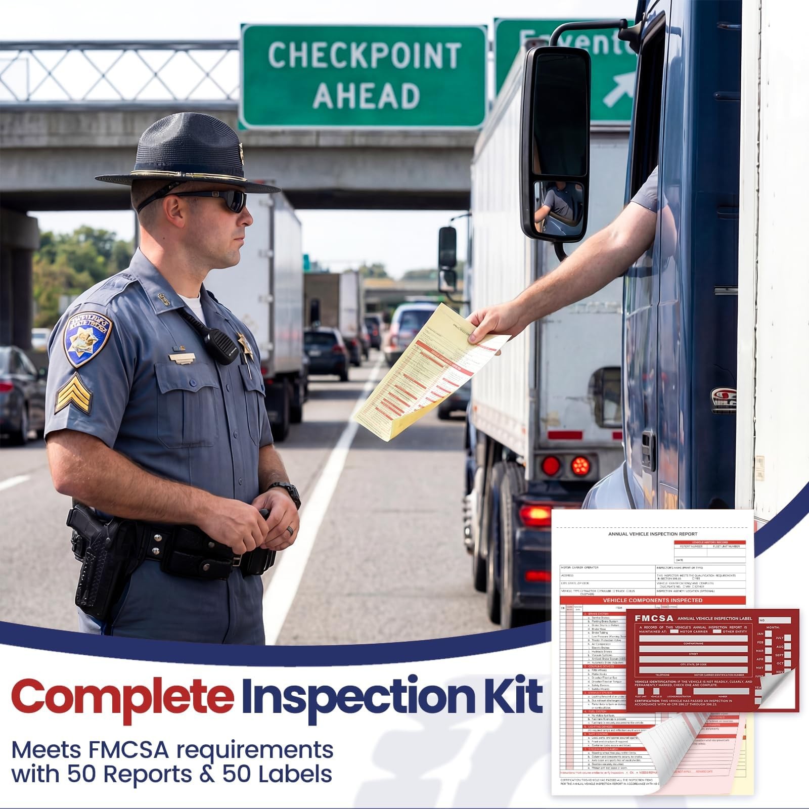 Annual Vehicle Inspection Record Kit – 3-Part NCR Forms (50 Sets) + High-Visi…