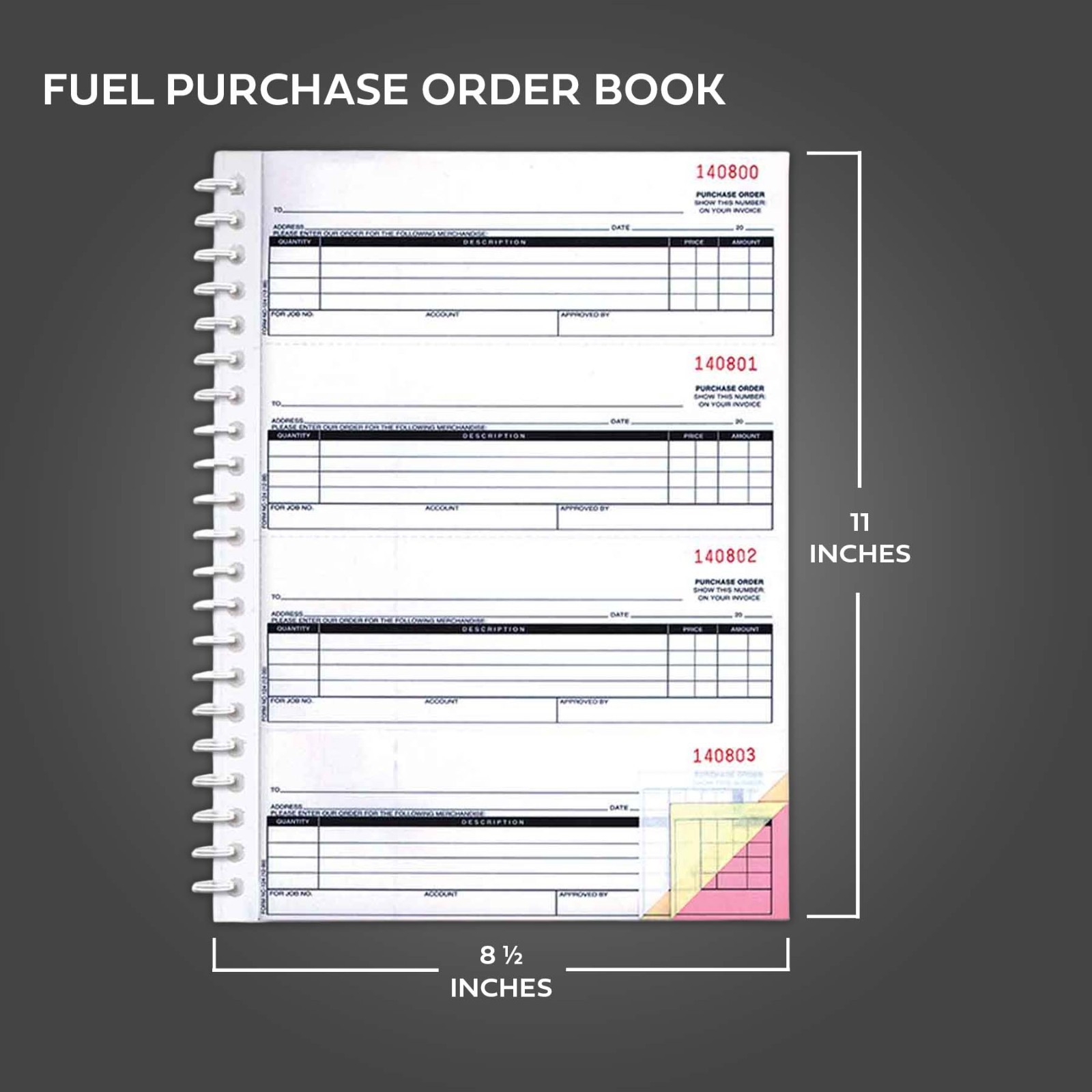 Purchase Order Book (3-part) (book of 200 Numbered PO’s) (Form #NC-124-3)