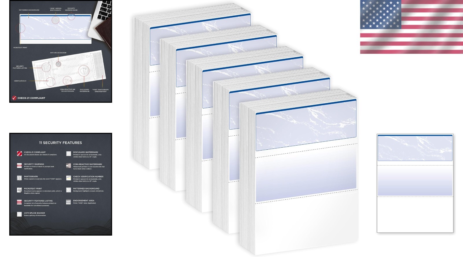 ANSI Compliant Blue Marble Top Checks, 2500 Sheets