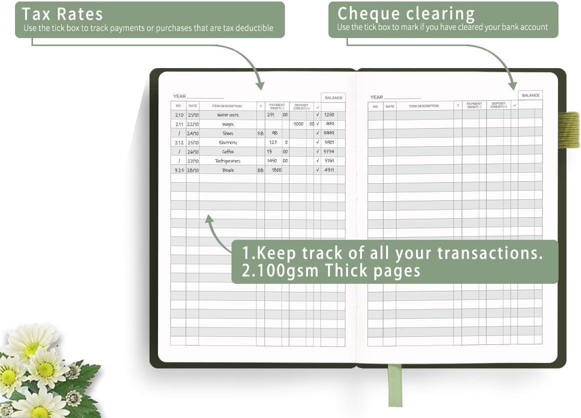 Check Registers for Personal Checkbook, Blugool Checkbook Register with Check &