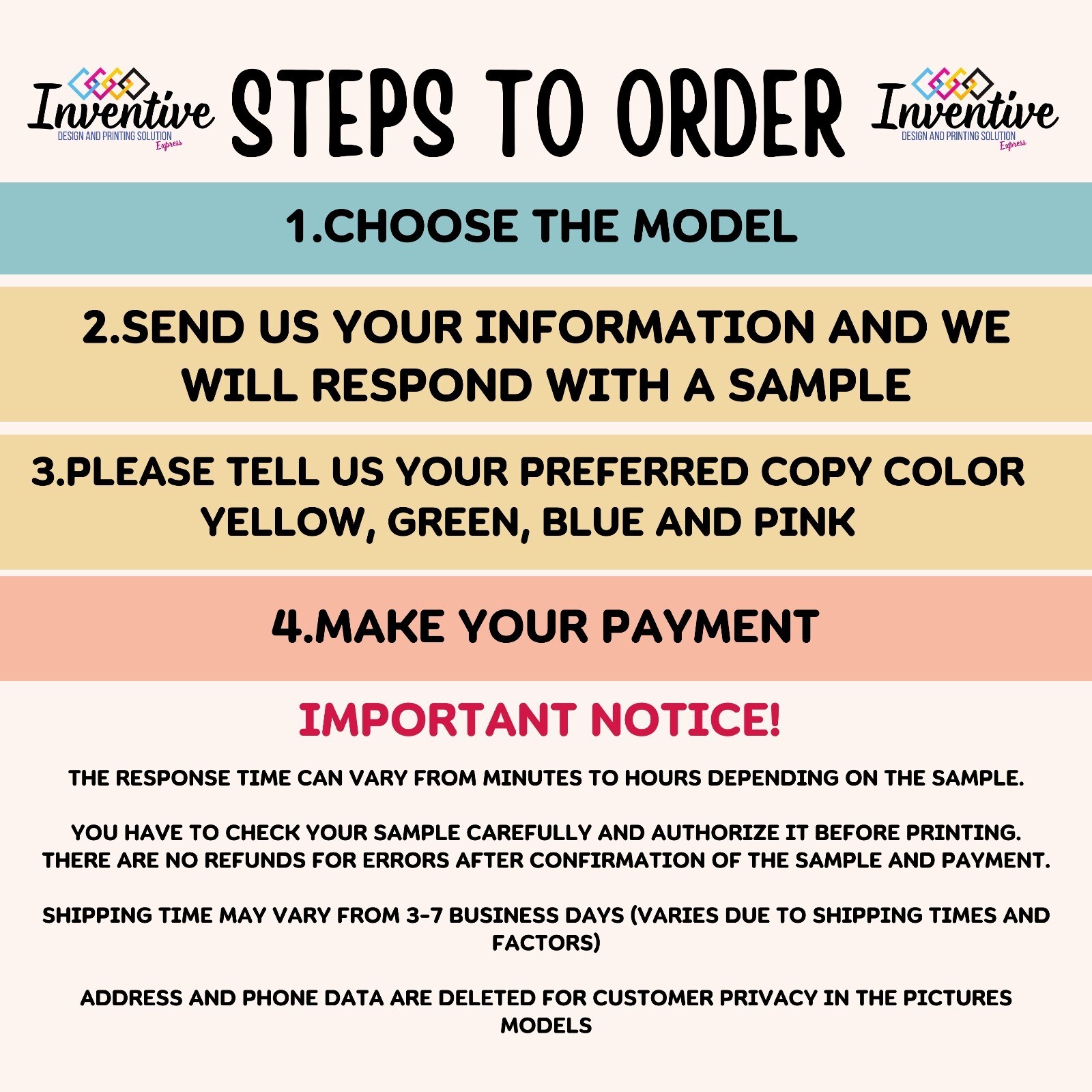 Custom sales notes/invoices for your business free design8.5×5.5″ passing paper.