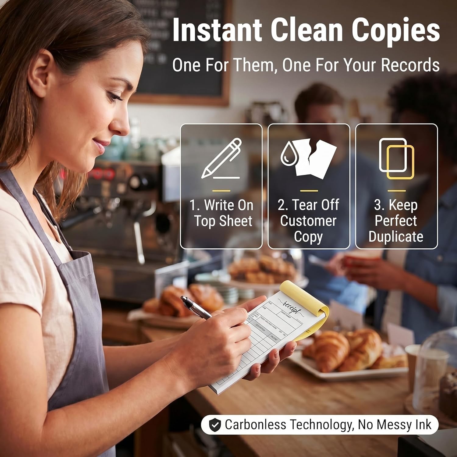 Compact Handheld 2-Part Carbonless Receipt Book for Small Businesses – 50 Sets