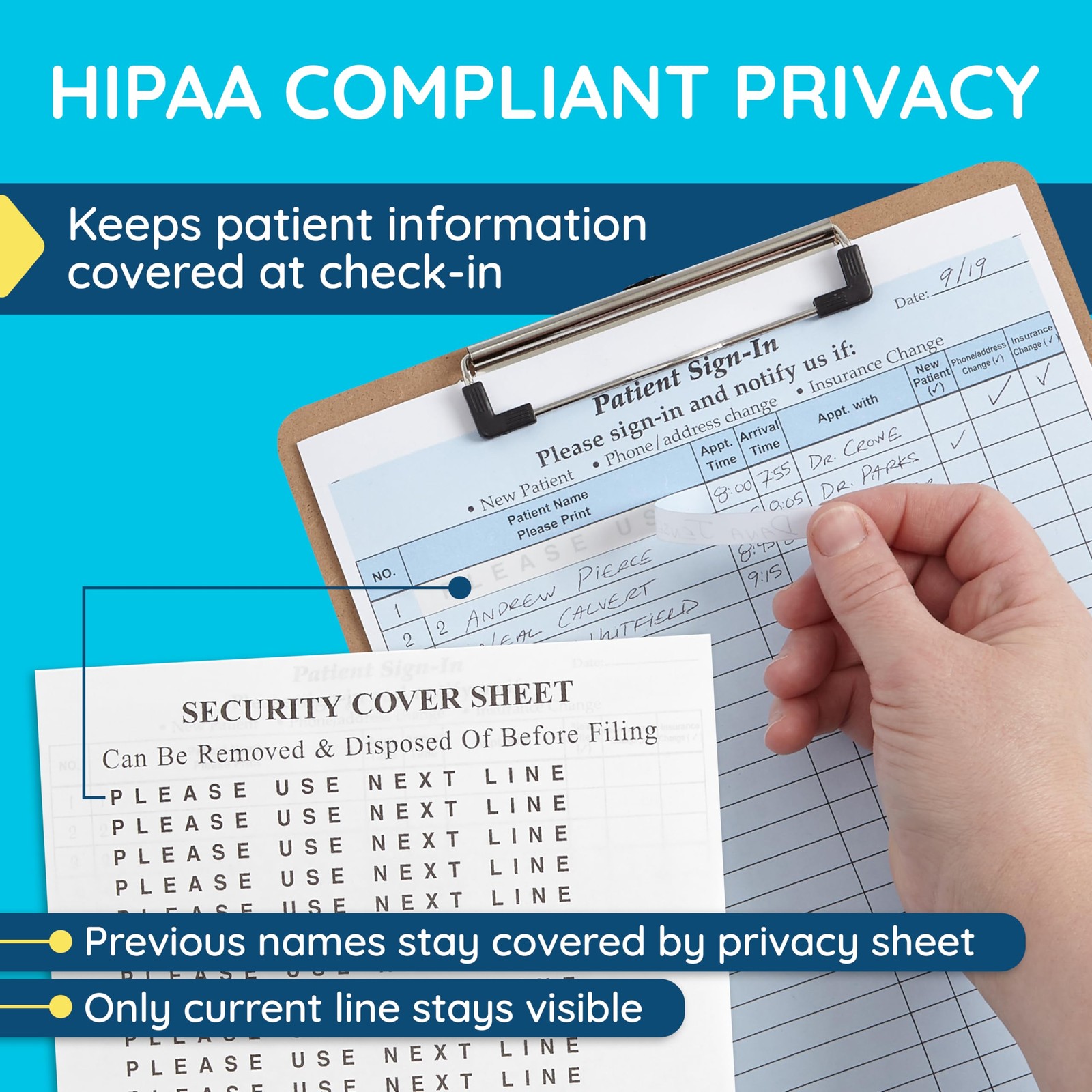 125 Patient Sign in Sheets, HIPAA Compliant, Peel Off Adhesive Labels Carbonl…