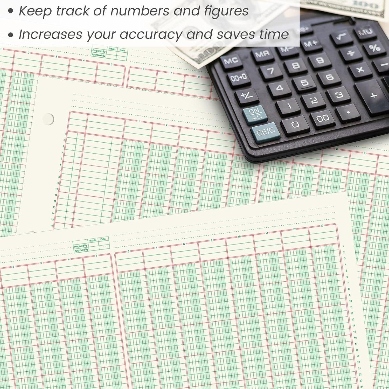 2 Pads 13 Column Ledger Columnar Analysis Pad 3 Hole Analysis Accounting Book…