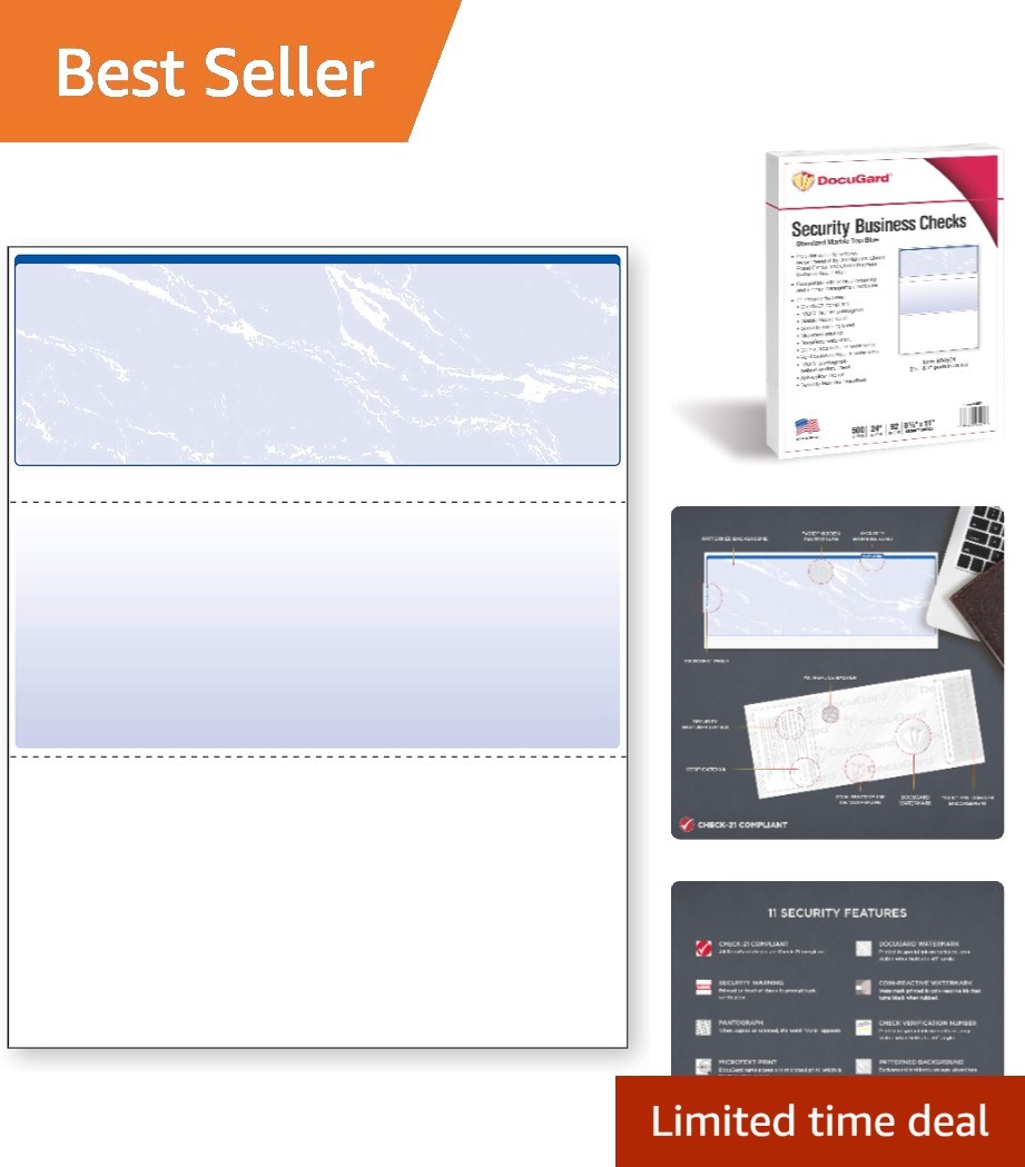 Biodegradable High Security Blue Checks – 500 Sheets with 11 Protection Features