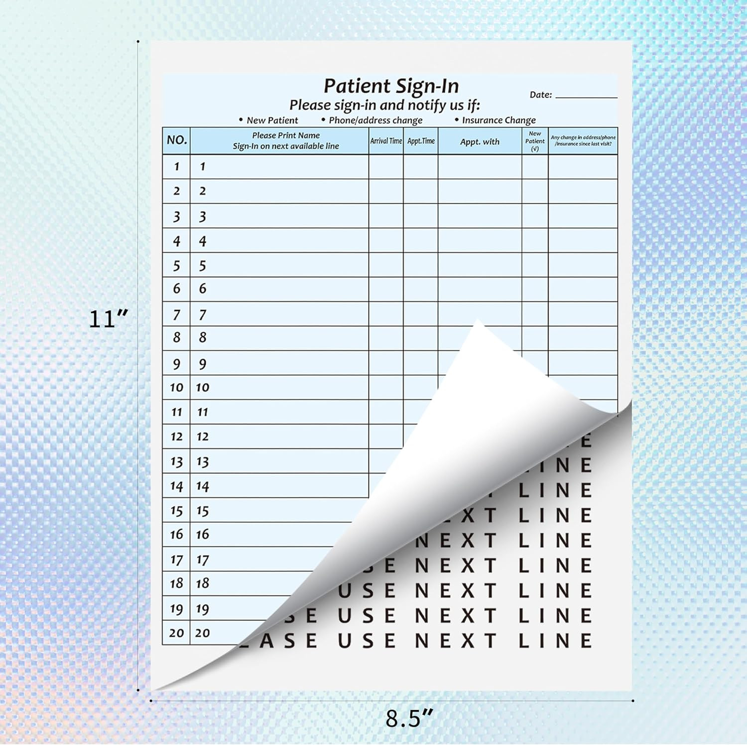 30Packs,Patient Sign in Sheets,Hipaa Compliant,Adhesive Peel-Off Patient Forms,N