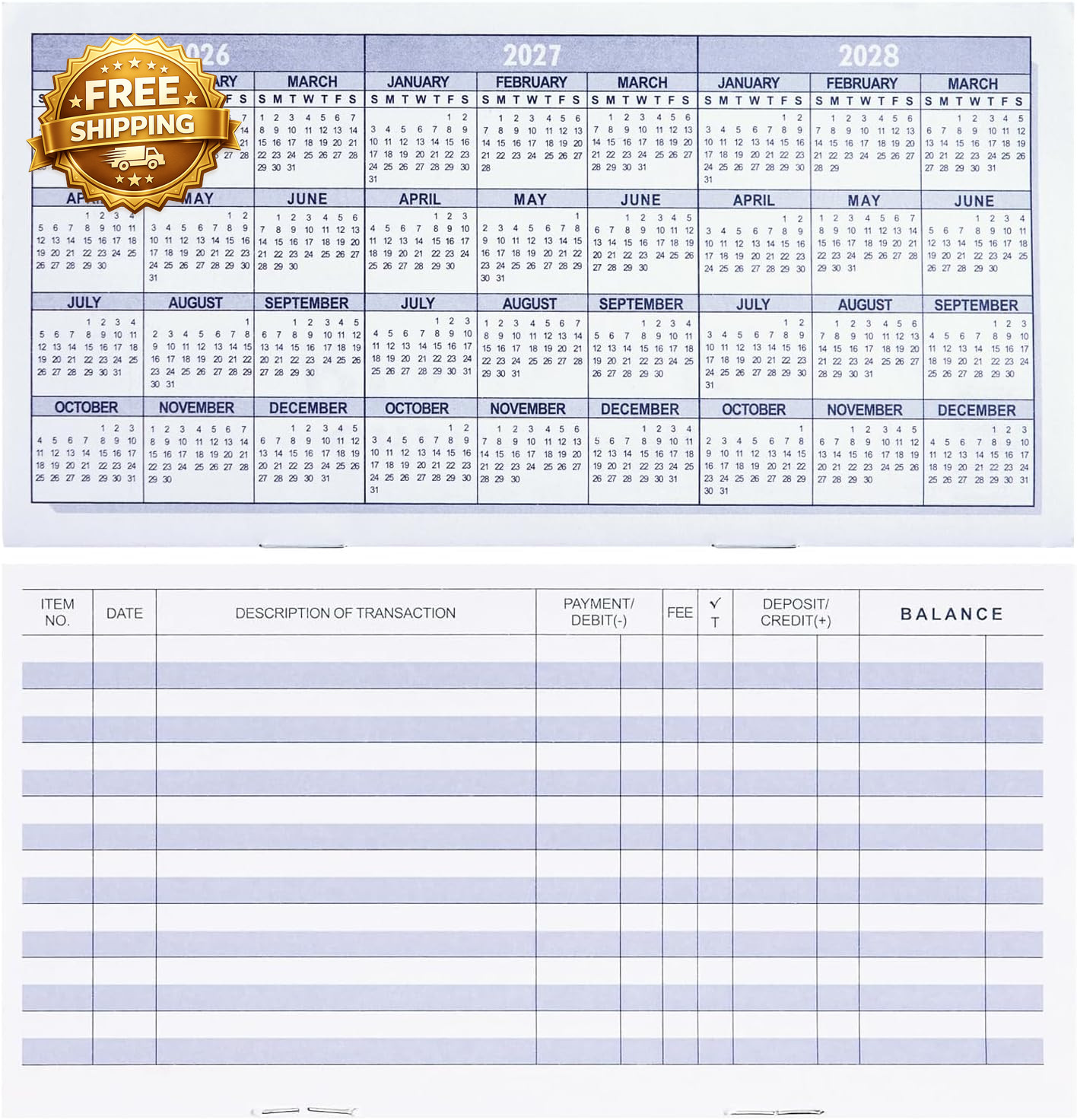 20 Pack Checkbook Register Check Registers for Personal Blank Ledger
