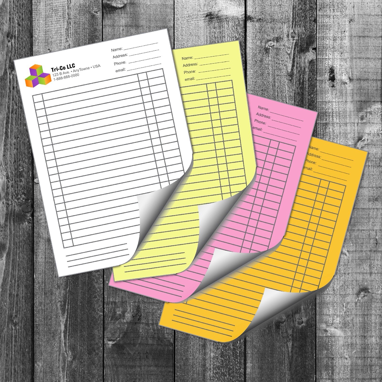 INVOICE CUSTOM PRINTED 2 Part Carbonless Form, Blk Ink. Additional Opt Listed