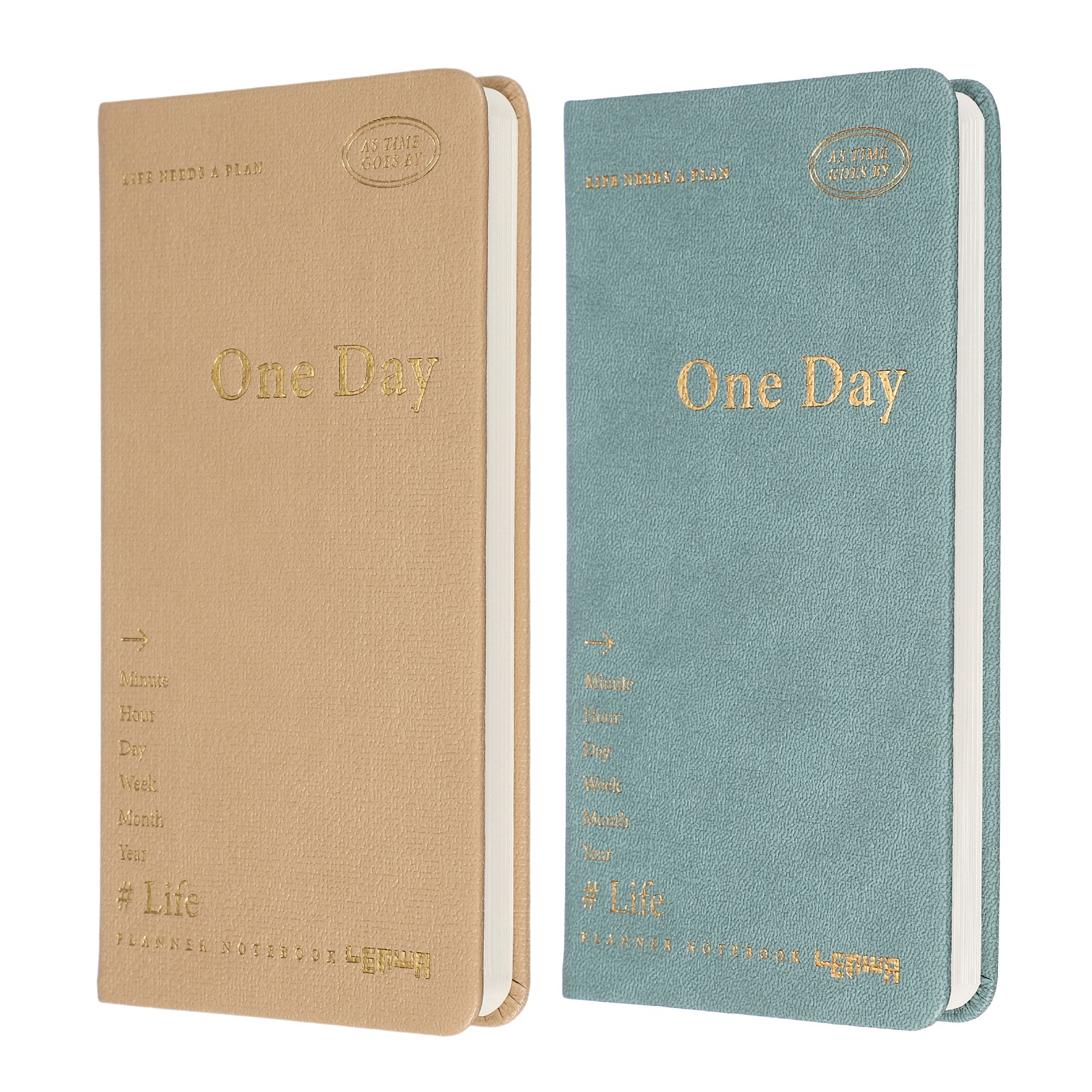 2Pcs Daily Planner Notebook, 7 x 3.8″ to Do Notebook, Green, Brown