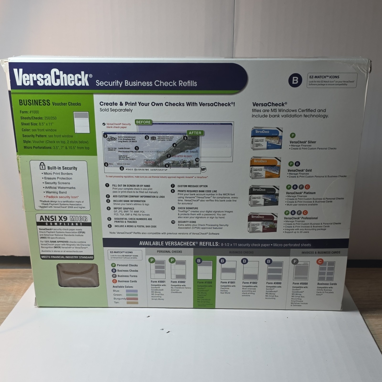 VersaCheck 1000 Business Voucher Checks Refills for Inkjet & Laser Printers