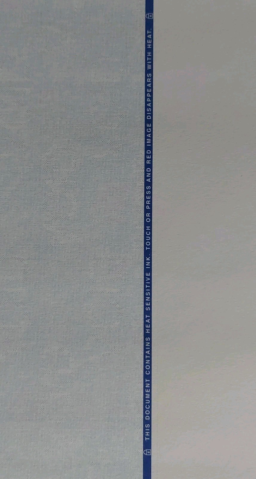 High Security Blank Check Stock Paper (60) Blue Check on Top – 1/3 Perforated