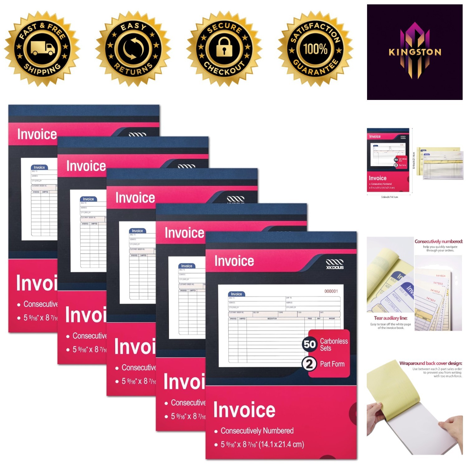 Customizable Carbonless Invoice Receipt Books – Ideal for Small Business Owners