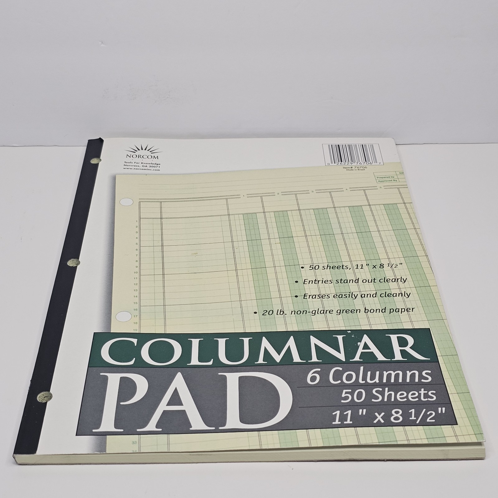 Norcom, Columnar Ledger Pad, 6 Columns, 8.5″ x 11″, Letter Size, 50 Sheets