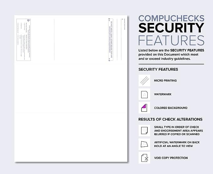 500 Blank Check Paper, Computer QuickBooks Checks on Top – Steel Blue Pinstripe