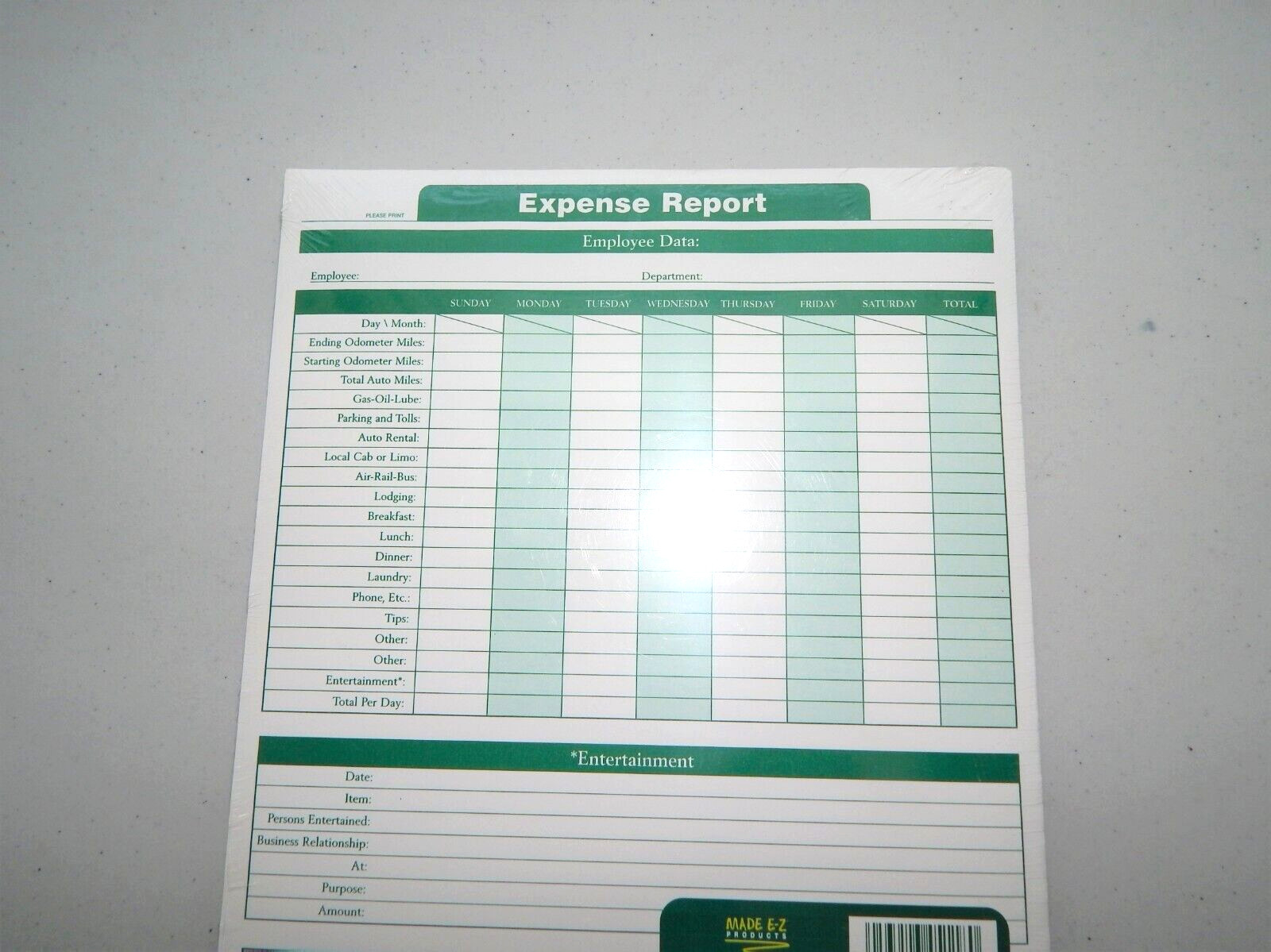 E-Z Products Expense Report Forms 8-1/2″ x 11″ – 50 Sheets FREE SHIPPING