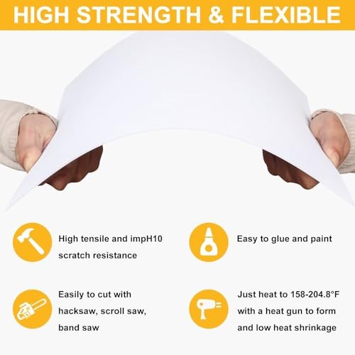 6 Pack White ABS Plastic Sheets 16″ x 20″ x 0.06″ Flexible Moldable DIY Crafts