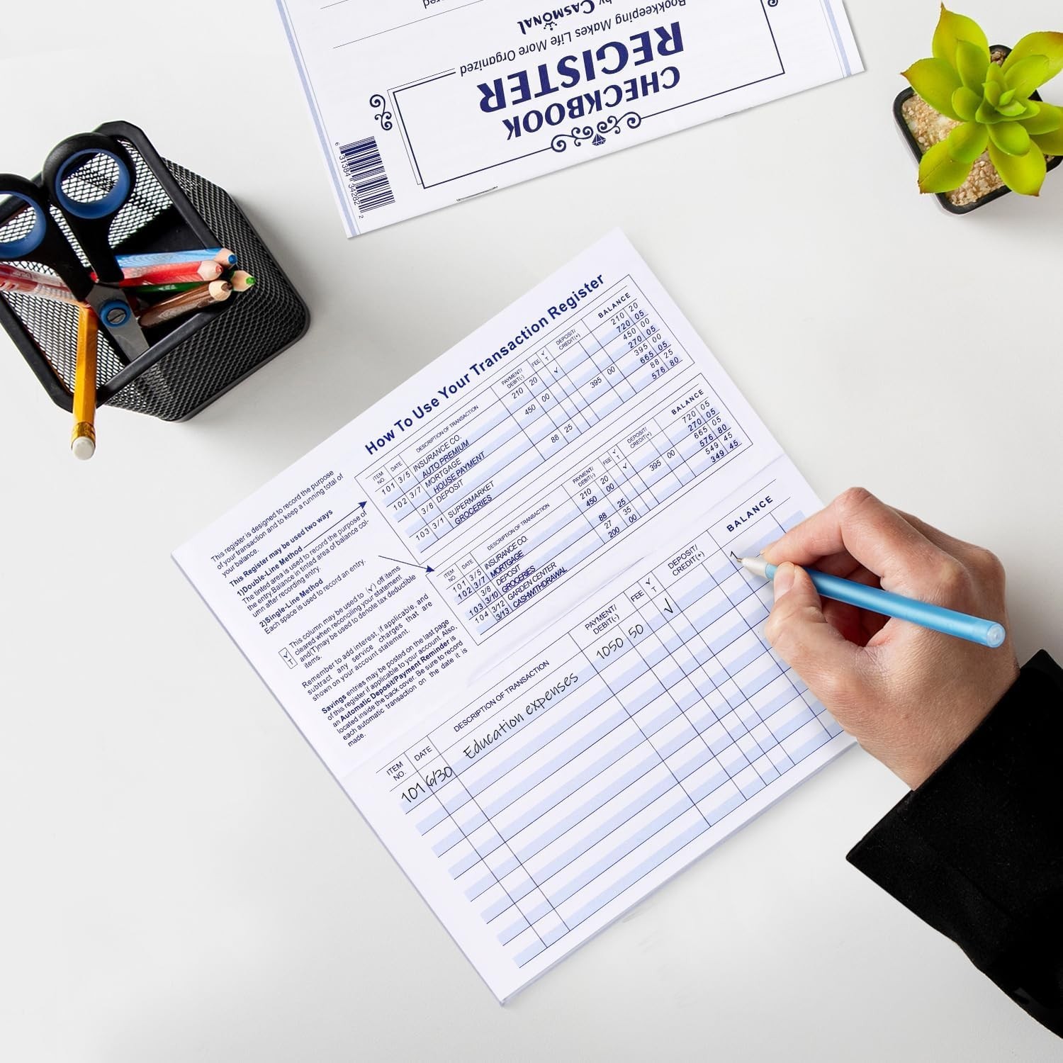 20 PCS Check Registers for Personal Checkbook, Easy to Read Checkbook Register
