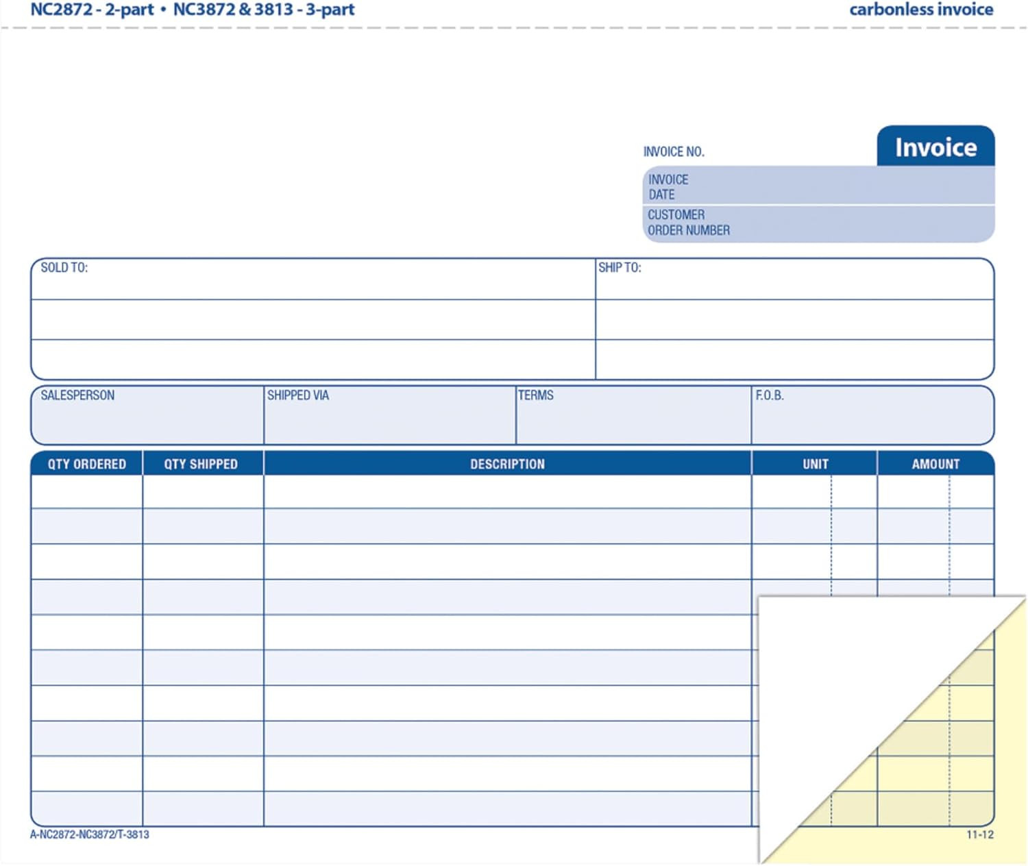 Adams Invoice Book, 2-Part Carbonless, 8-1/2″ X 7-7/16″, 50 Sets per Book (NC287