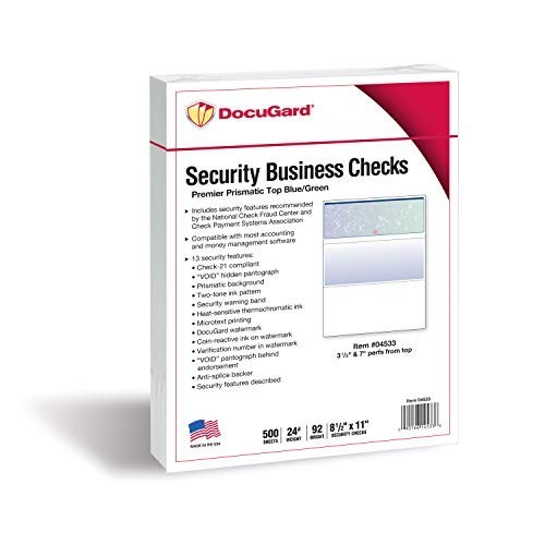 High Security Check Paper – Blue/Green Prismatic – 500 Blank Business Checks – Q