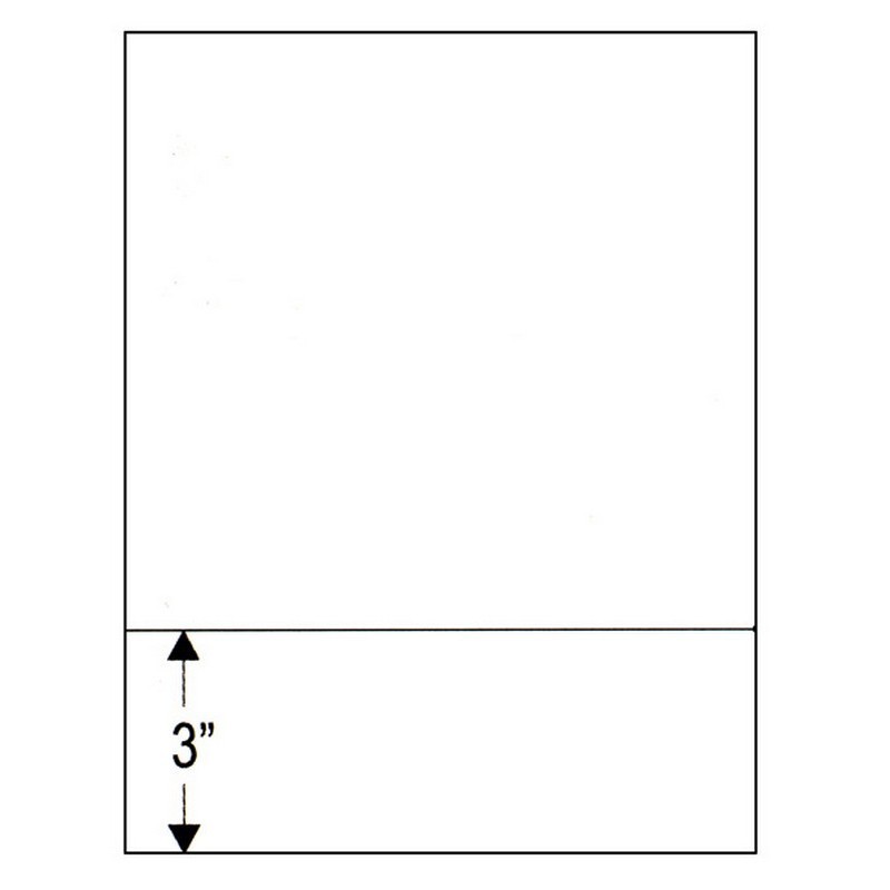 8-1/2″ x 11″ Laser Cut Sheet, 20# White Stock, 1 Horizontal Perforation 3″ from