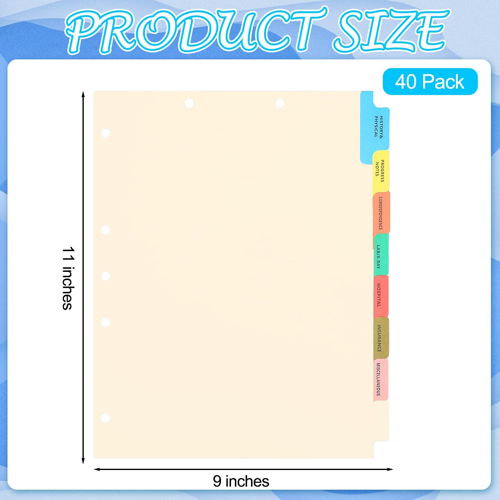 40 Sets Chart Dividers with Tabs – 9 x 11 Inch, 8 Side Tabs Index Blank Chart…
