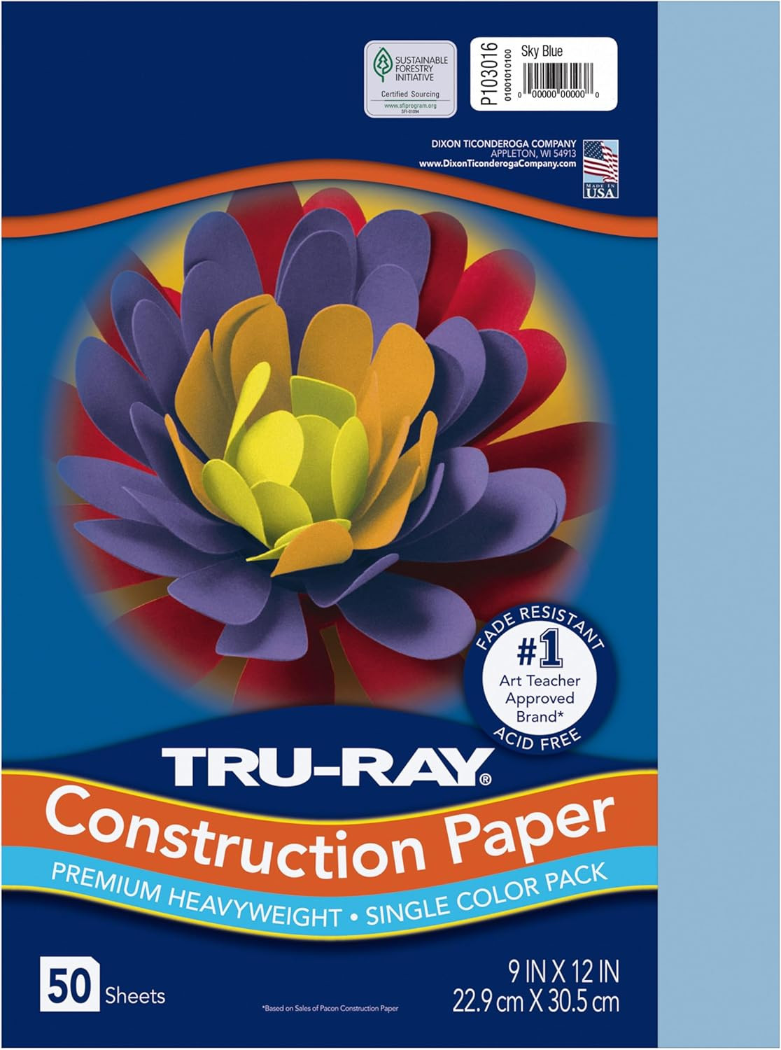 ® Construction Paper, 50% Recycled, 9″ X 12″, Sky Blue, Pack of 50