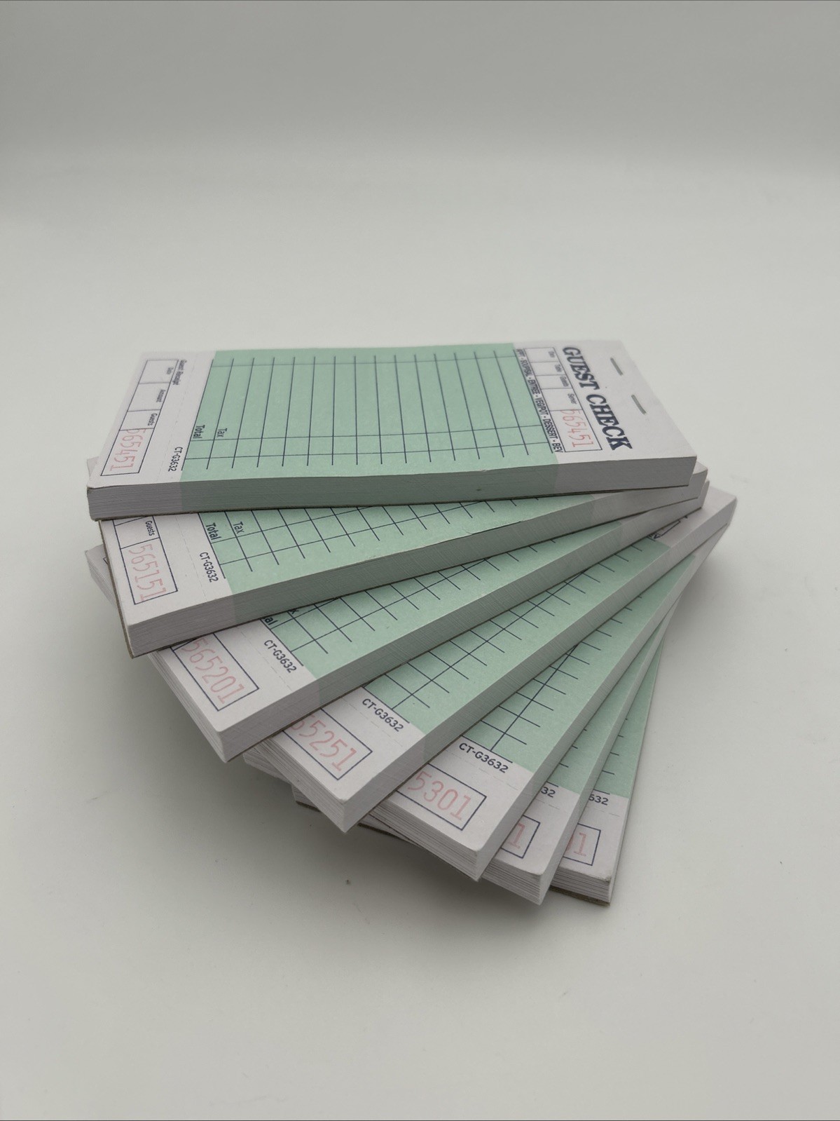 Restraunt Guest Checks 50 Tickets (Lot of 7 Pads) Single Page Card Stock