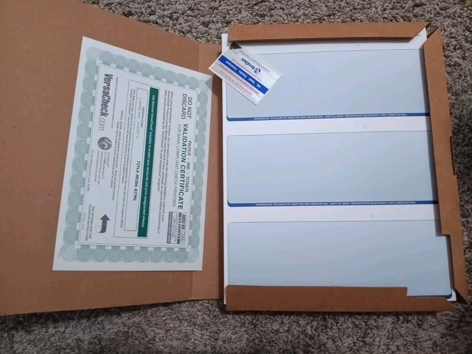 VersaCheck Security Business Check Refills 750 Standard Checks Form #3000 New