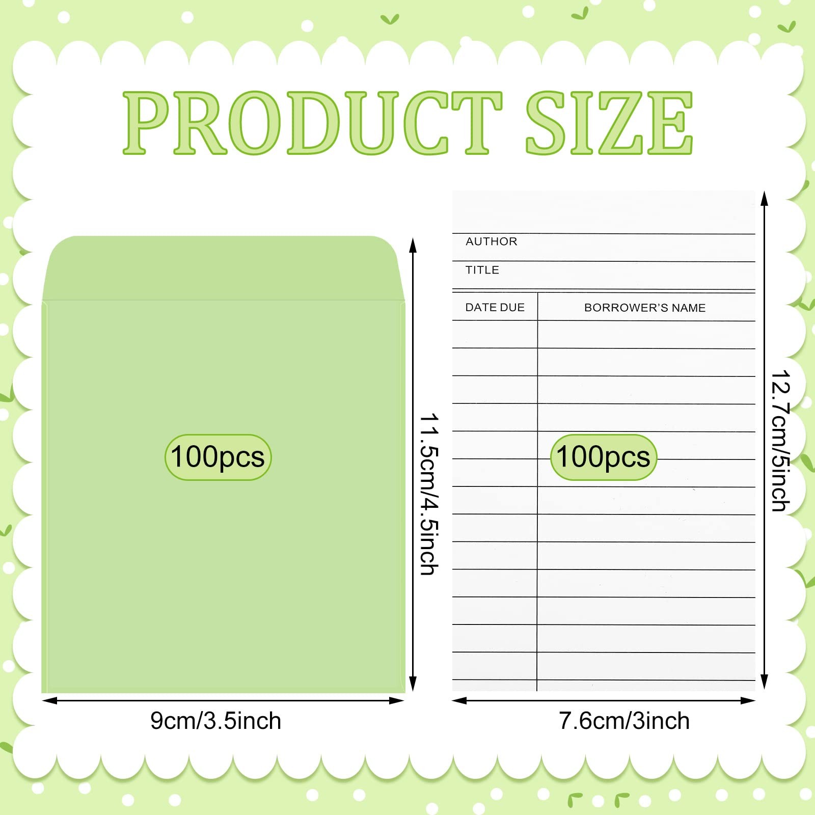 200 Pcs Library Pocket Envelopes and Books Cards Include 100 Self Adhesive Po…