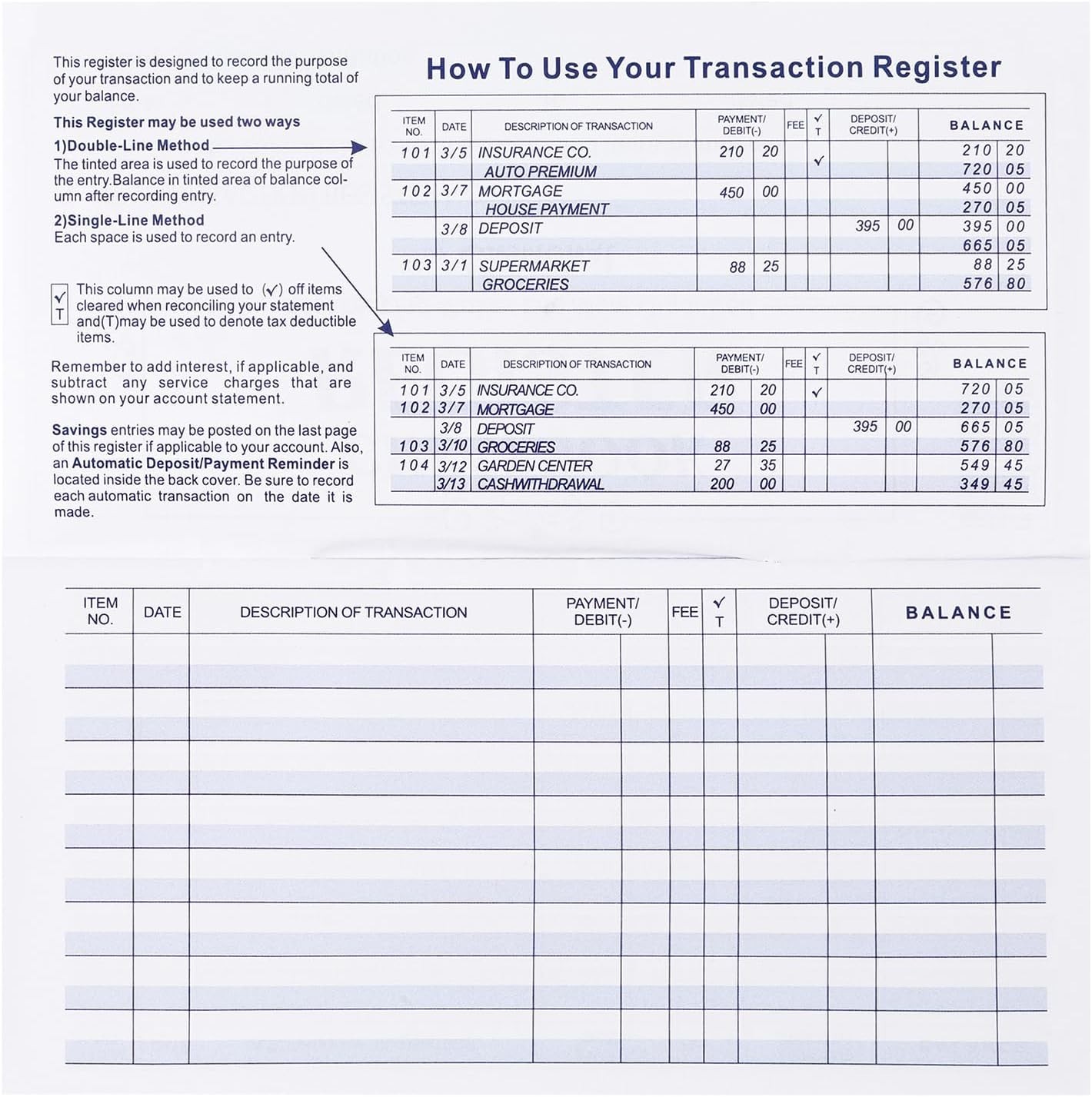 Effortless Financial Management: 32-Pack Check Registers for Payments & Deposits