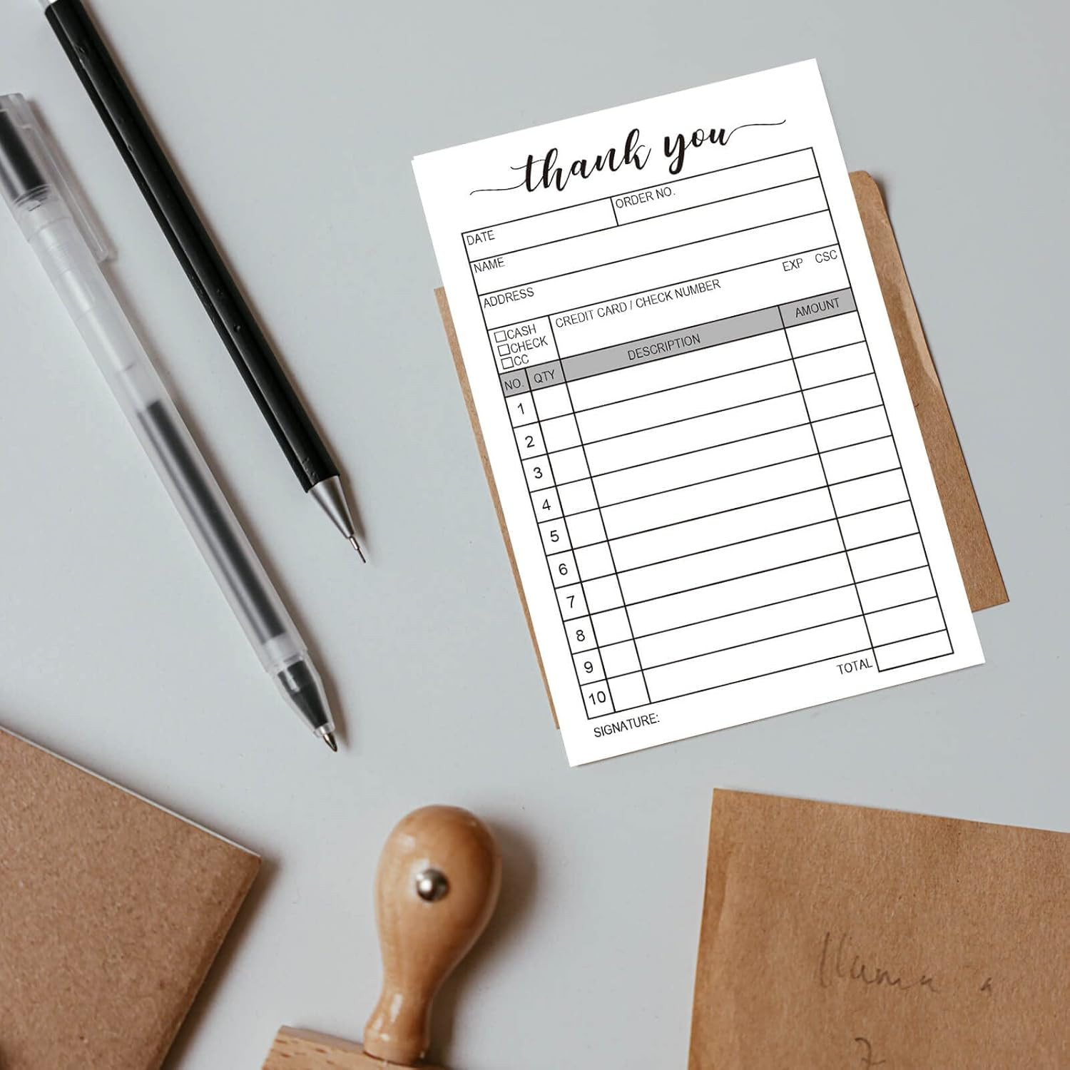 2 Packs 50-Set Thank You Receipt Book, Carbon Duplicate Copy Sales Receipt Form,