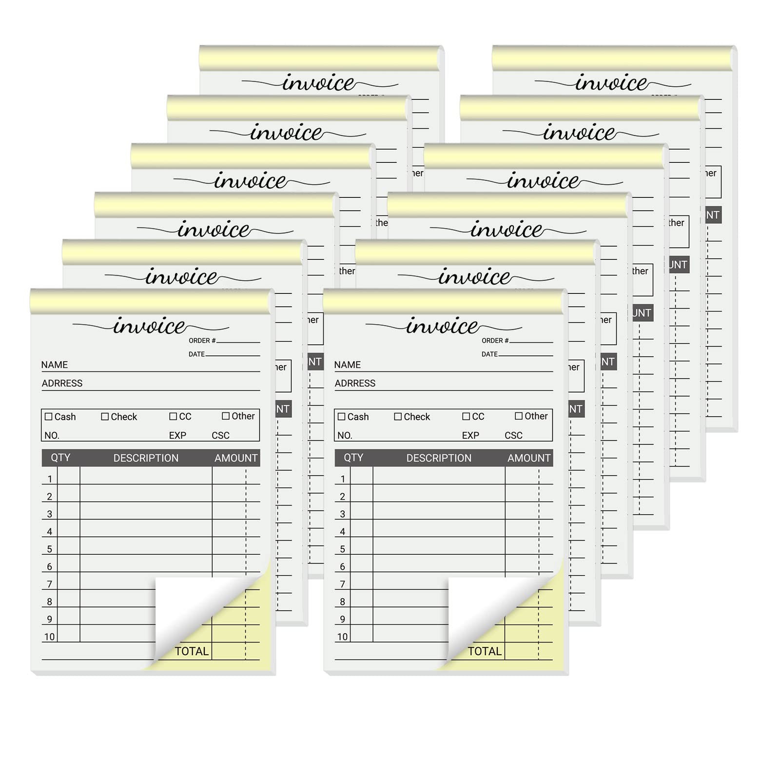12 Pack Invoice Books for Small Business, 3.5 x 5.5 Inch 2 Part Carbonless Re…