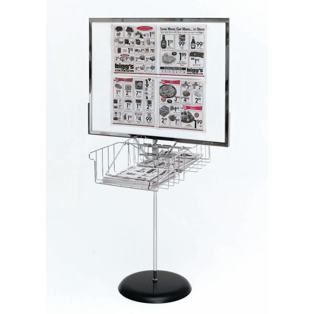 Literature Basket for Newspaper/Ad Stand Chrome -28″L x 12″W x 8″H