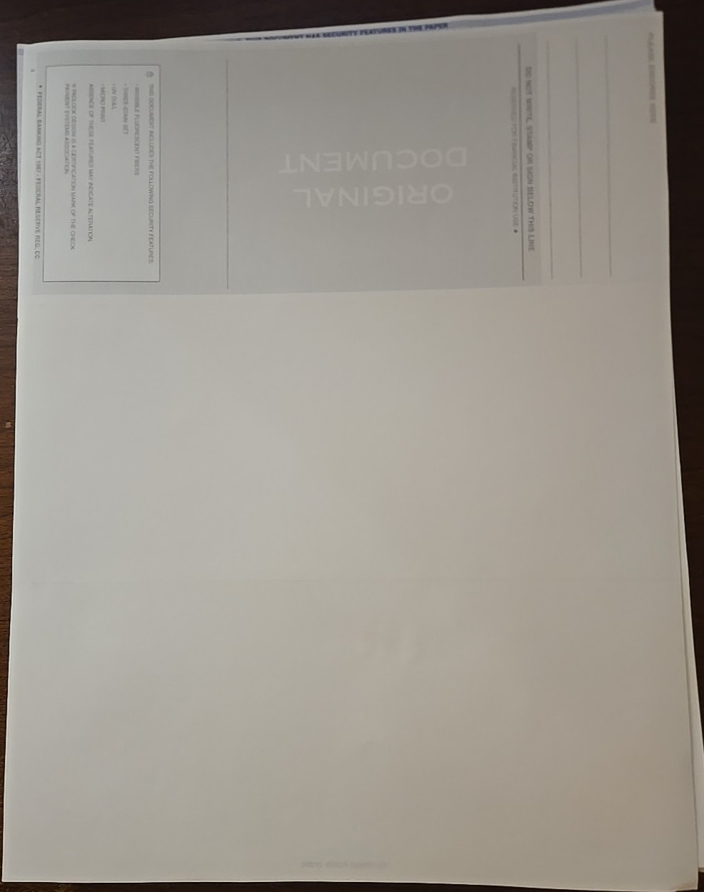 Business Check Voucher Refills Blue Security Pattern Form #7200 Approx. 137