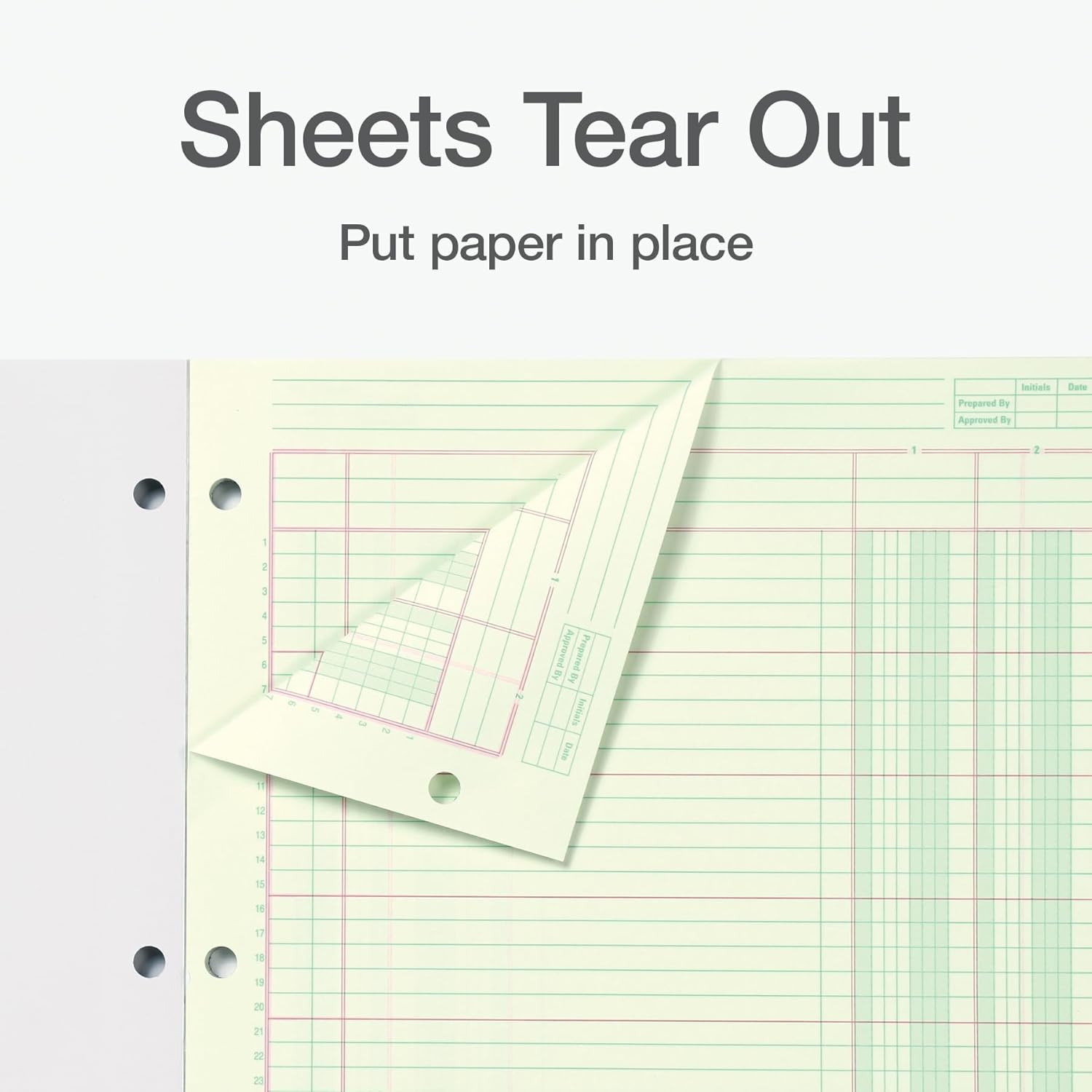 Columnar Analysis Pad, 2 Column Ledger, 8.5″ X 11″, 100 Pages (50 Sheets), Green