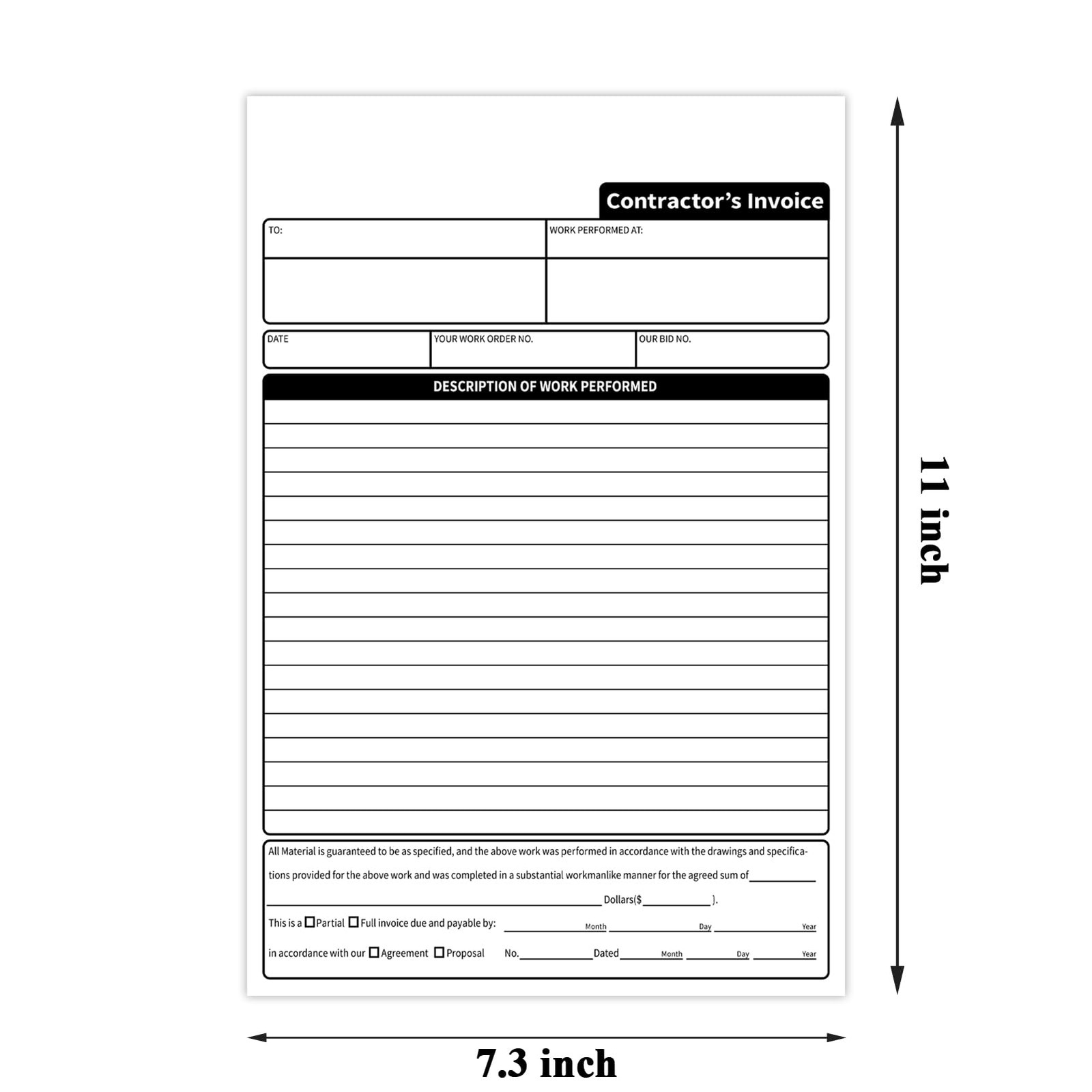1 Pack Contractor Invoice Books 3 Part Carbonless Estimate Work Order Receipt