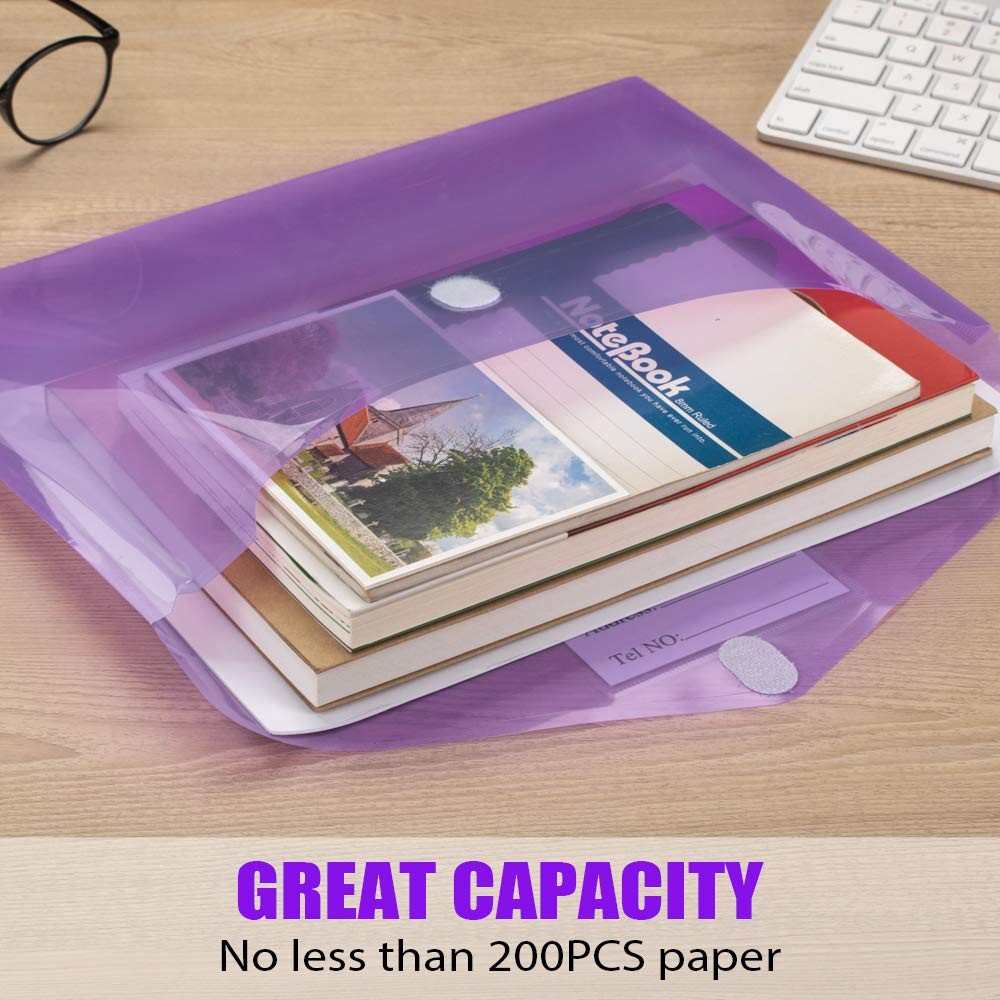 Sooez 10 Pack File Folders, Clear Poly 13.25 x 9.25 inches, Multicolored