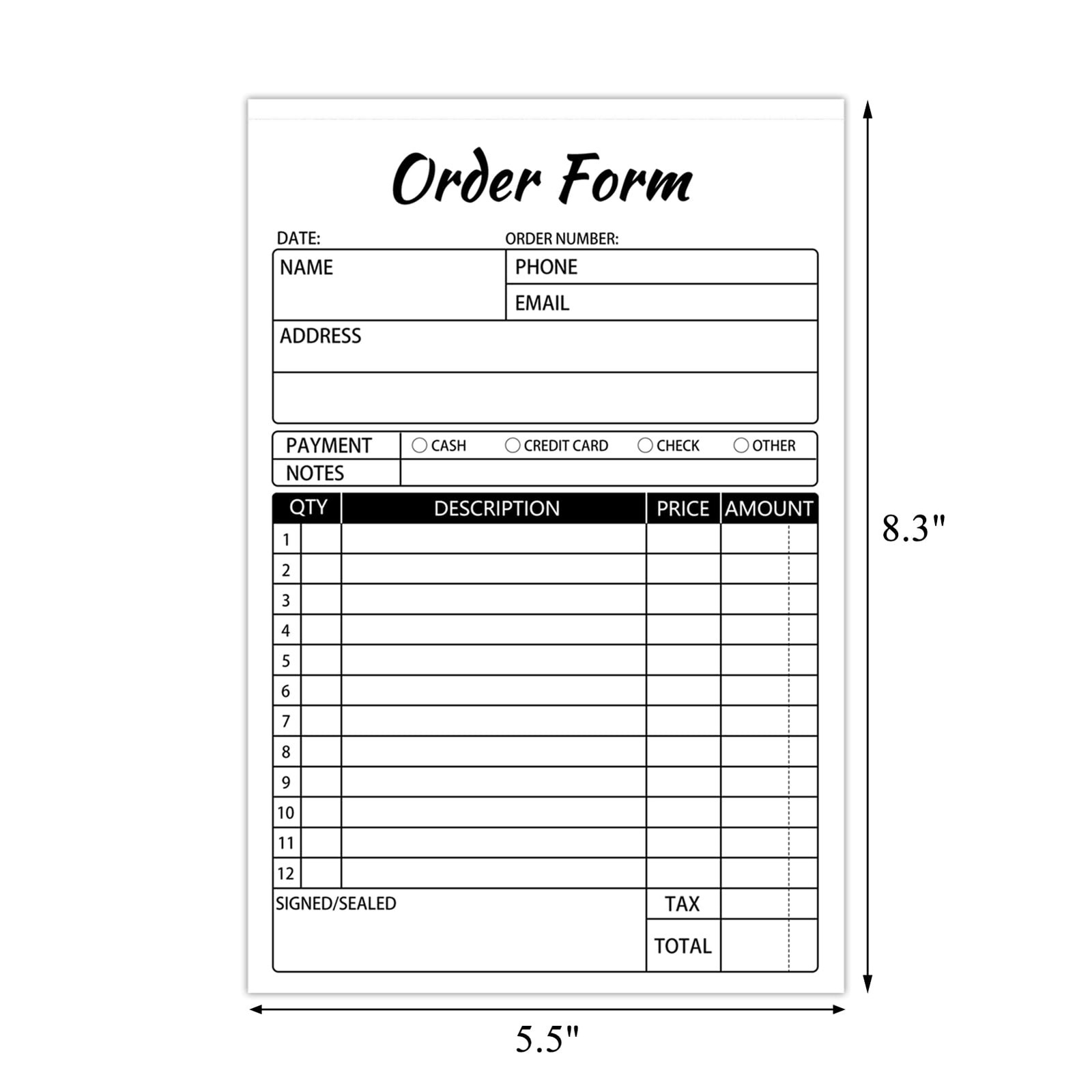 Sales Order Books,2 Part Carbonless Sales Invoice Book for Small Business,5.5…