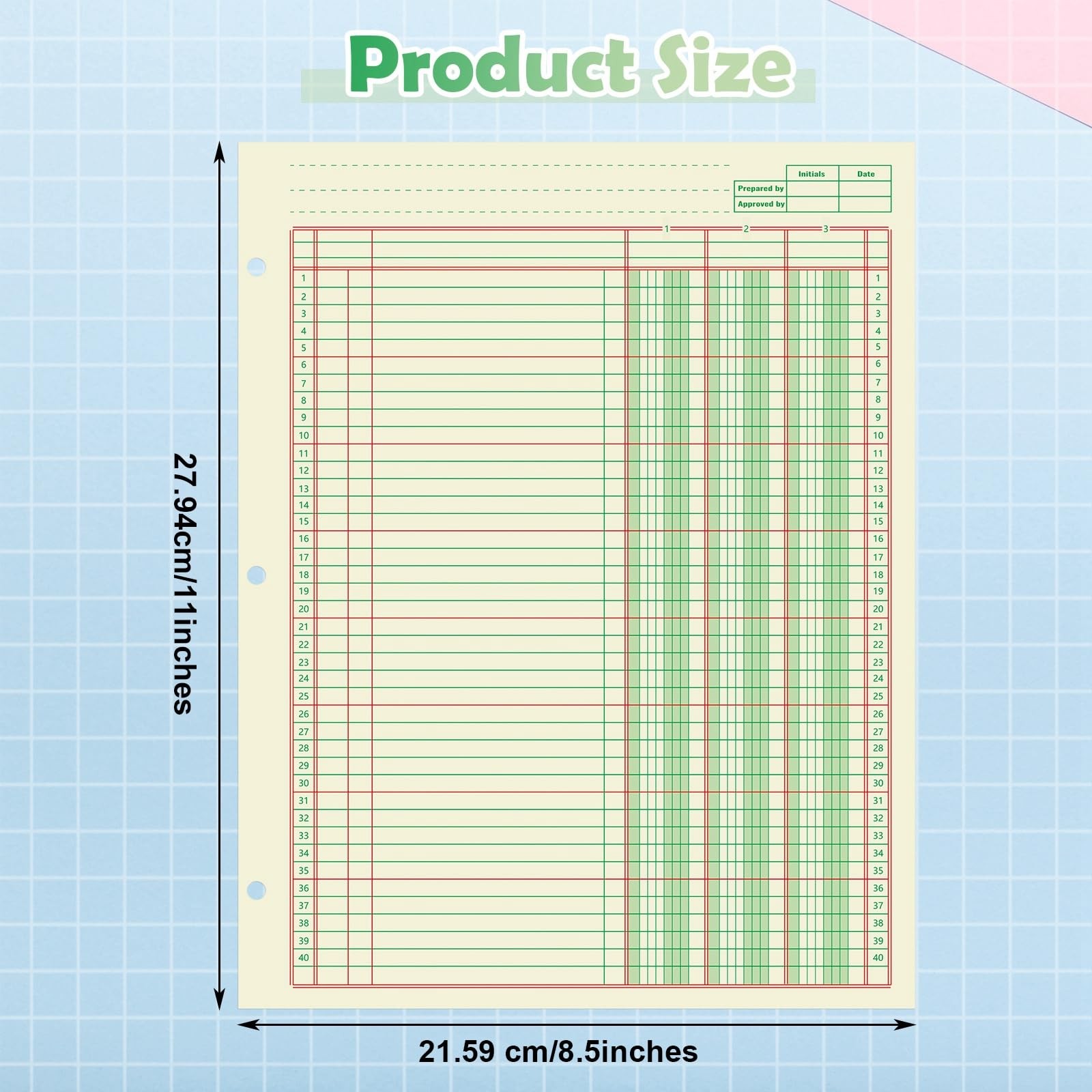 2 Pack 100 Sheets Columnar Pad Accounting Ledger Accounting Ledger Book Green…